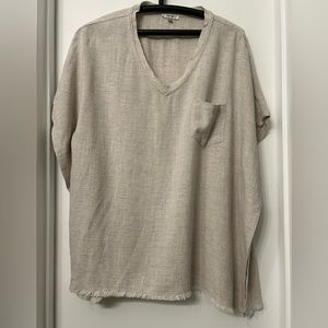 Jodifl Tan Large Shirt. Poncho ‘ish style. Linen Blend